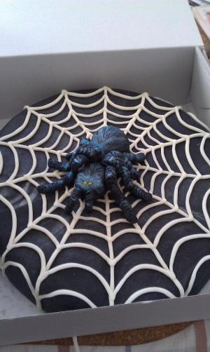 Originální dort pavouka v síti 
