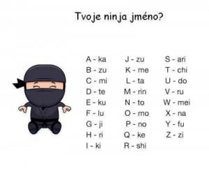 Jaké máš ninja jméno