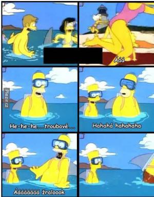 Homer a Bart ve vodě