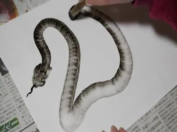 Borec - Namalování hada štětcem