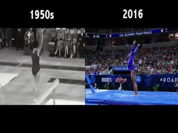 Vrcholová gymnastika - 1950 vs. 2016