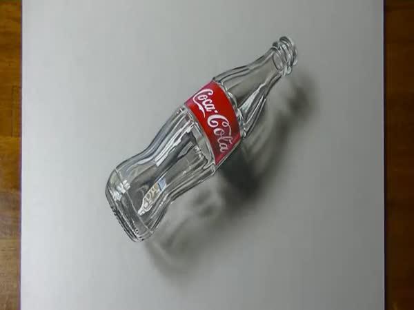 Úžasné 3D kreslení - láhev od Coca Coly