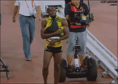 Kamraman na segwayi sejmul Usaina Bolta 