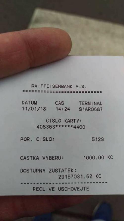 Zůstatek v bankomatu