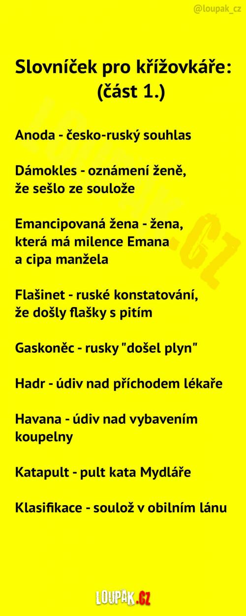 Slovníček pro křížovkáře