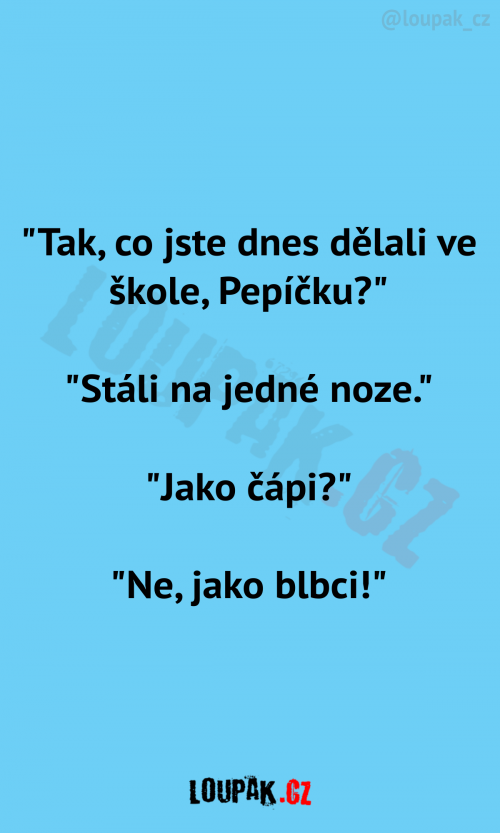  “Tak co jste dnes dělali ve škole, Pepíčku?” 