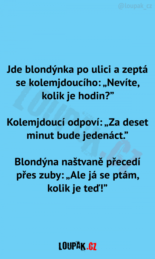  Jde blondýnka po ulici.. 