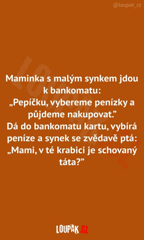  Syn s matkou u bankomatu  