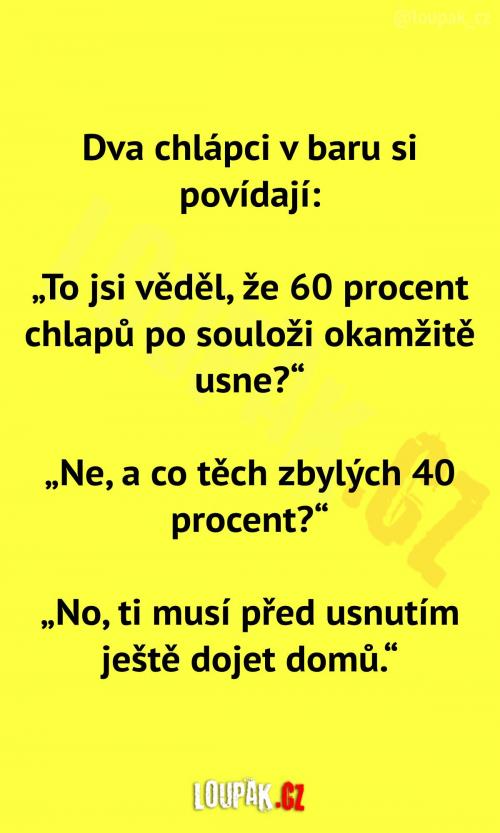 60% chlapů ihned usne