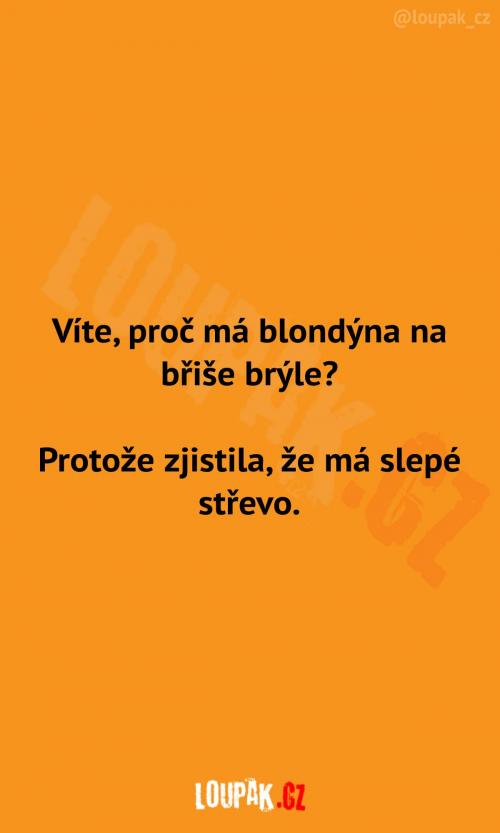  Proč má blondýna na břiše brýle 