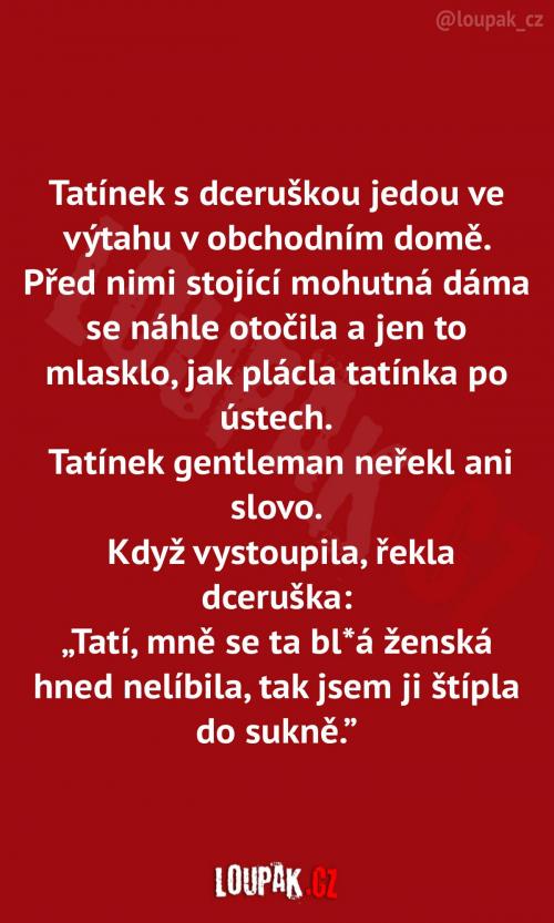 Tatínek s dcerou ve výtahu Tatínek s dcerou ve výtahu