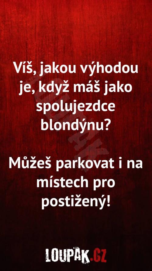  Jakou výhodou je, když máš jako spolujezdec blondýnu 