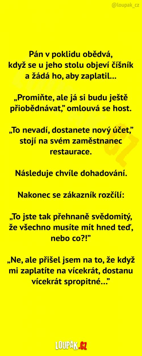 Čas na placení v restauraci