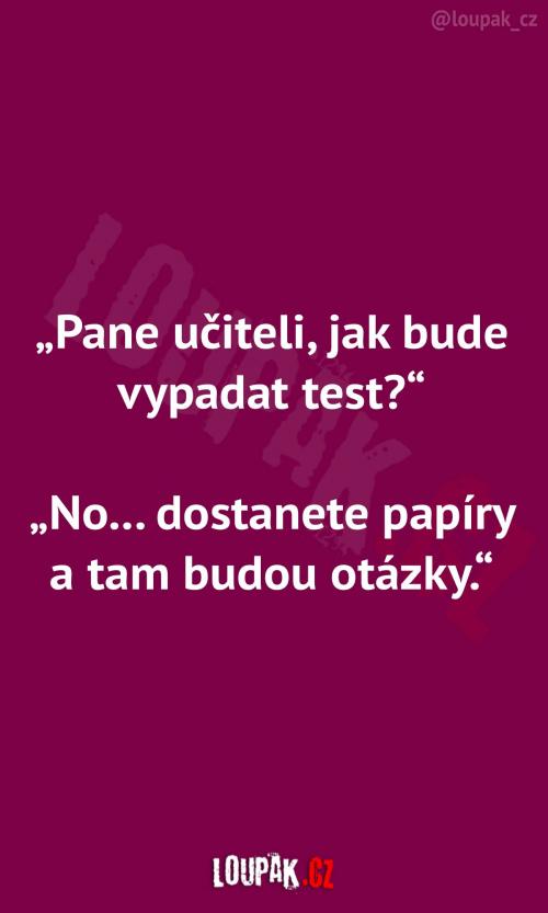Jak bude vypadat test