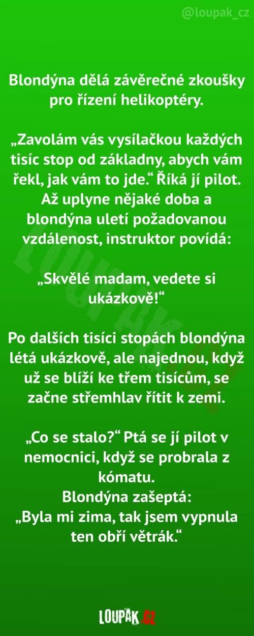  Závěrečné zkoušky na helikoptéru 