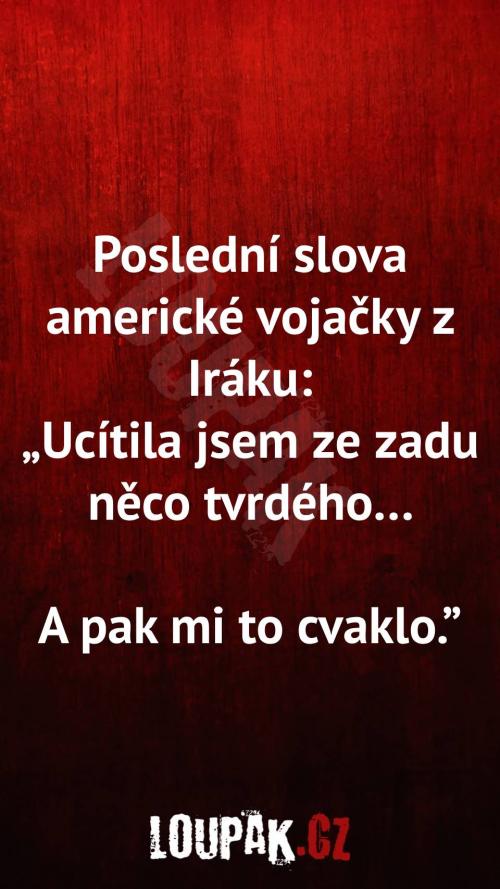  Jaké je poslední slovo americké vojačky z Iráku 