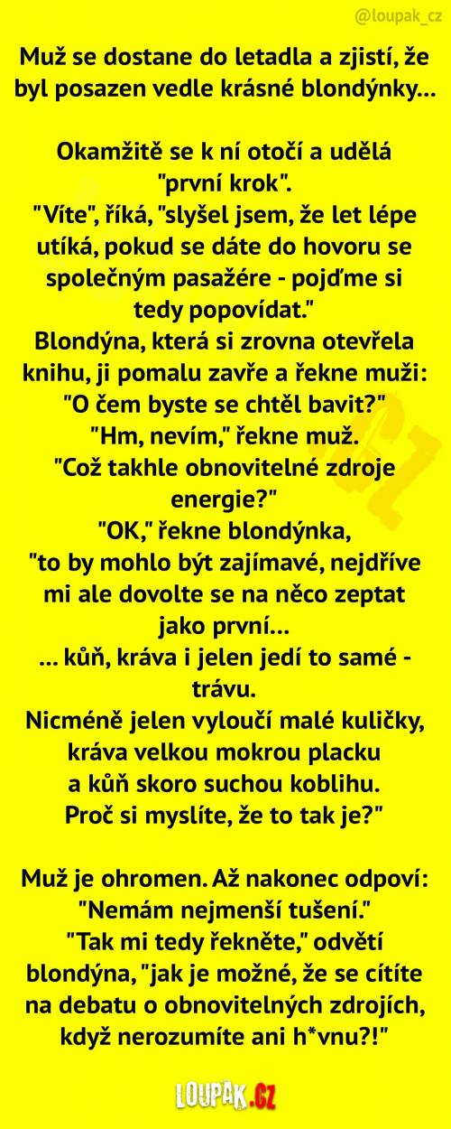  Muž v letadle vedle krásné blondýnky... 