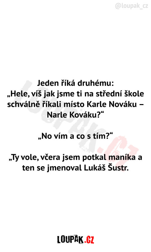  Místo Karel Novák, Narel Kovák 