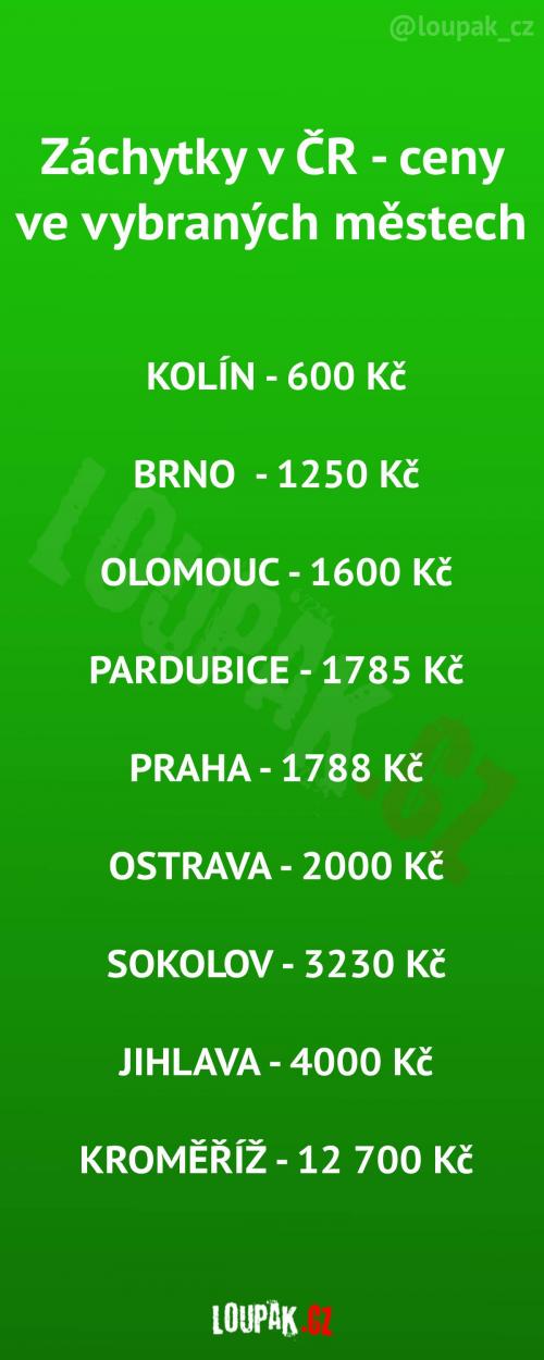  Ceny na českých záchytkách 