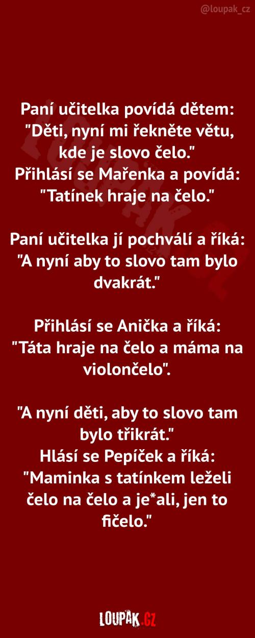  Děti tvoří věty se slovem čelo 