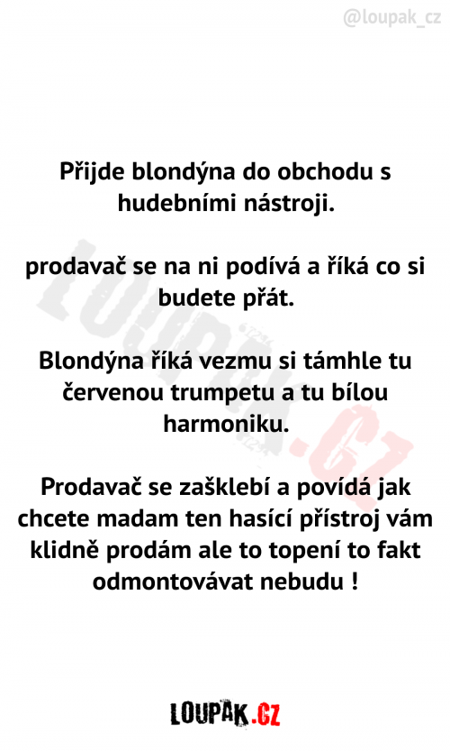  Blondýnka v obchodě s hudebními nástroji 