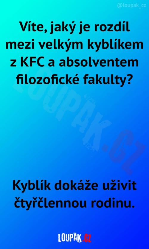  Kyblík z KFC vs. absolvent fildy 