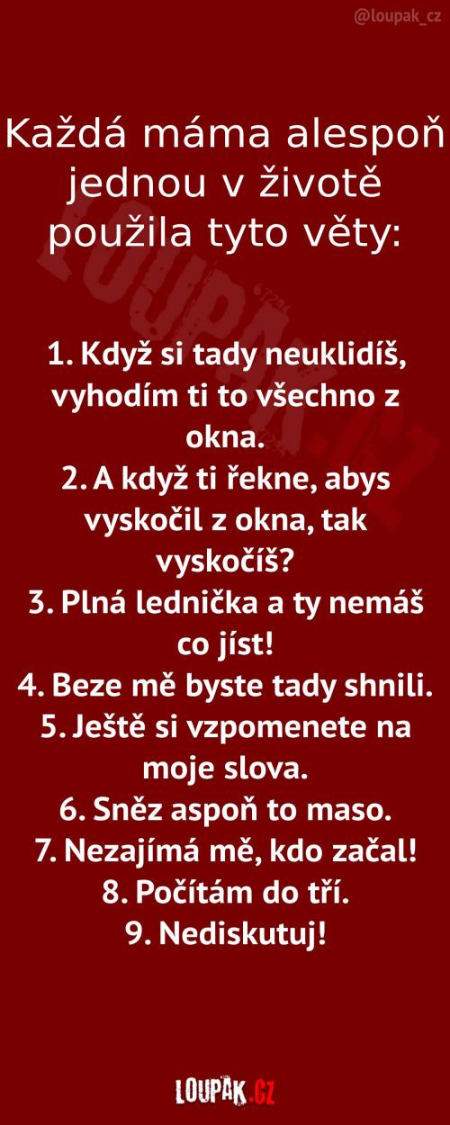  Typické věty všech mamin 
