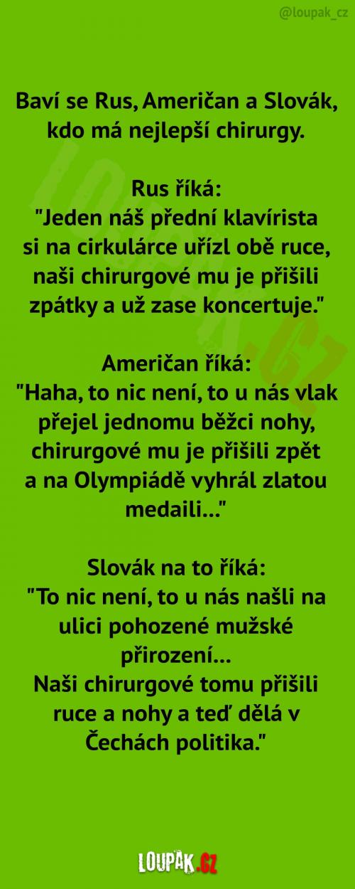  Slováci mají ty nejlepší chirurgy 