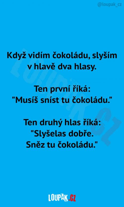  Když vidím čokoládu, slyším 2 hlasy 