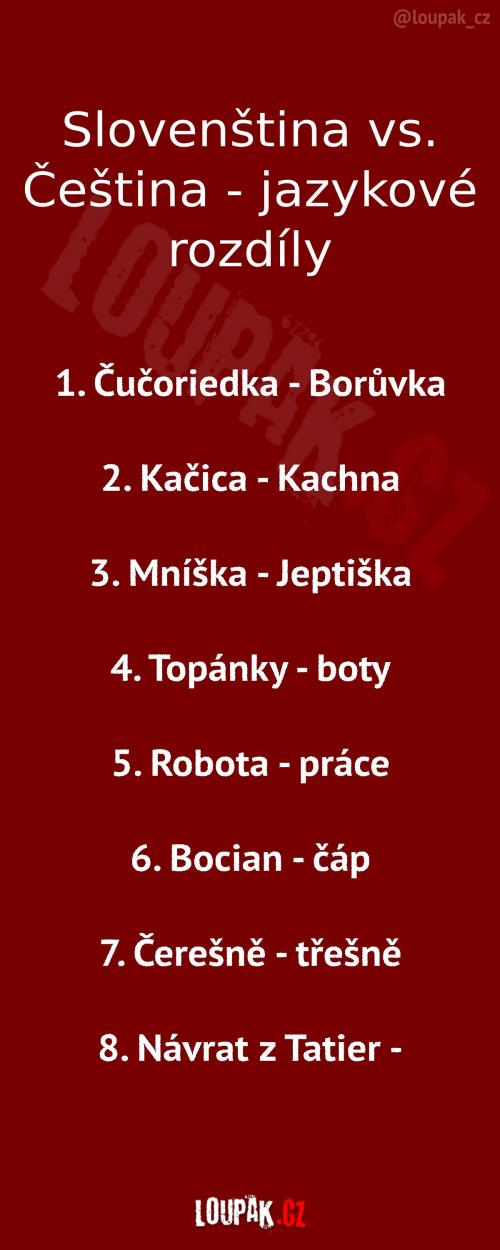 Slovenština vs. Čeština