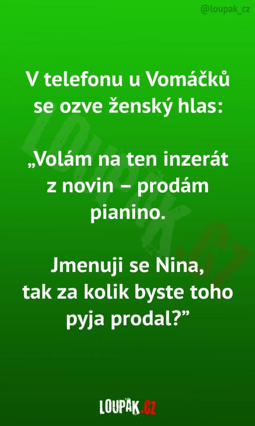 Inzerát z novin - prodám pianino
