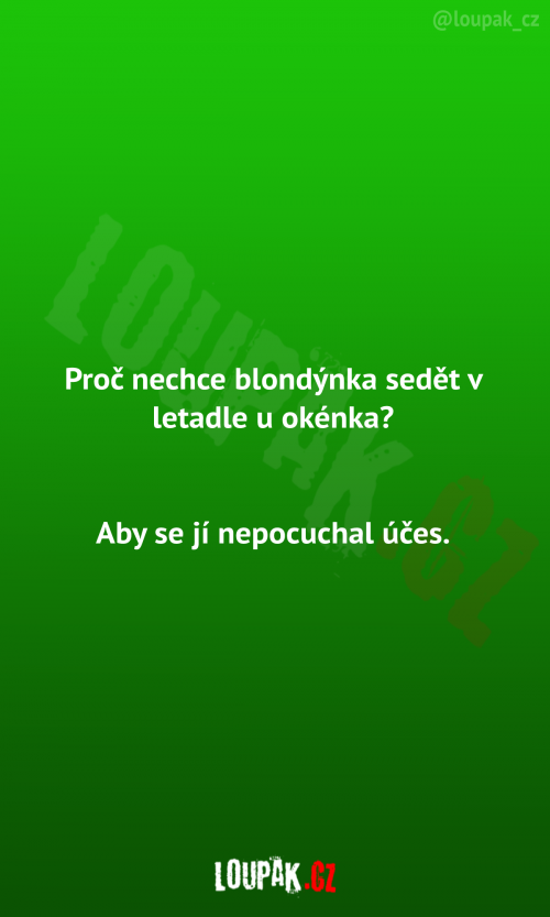  Blondýnka v letadle u okénka 