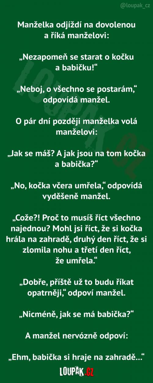 Postarej se o kočku a babičku