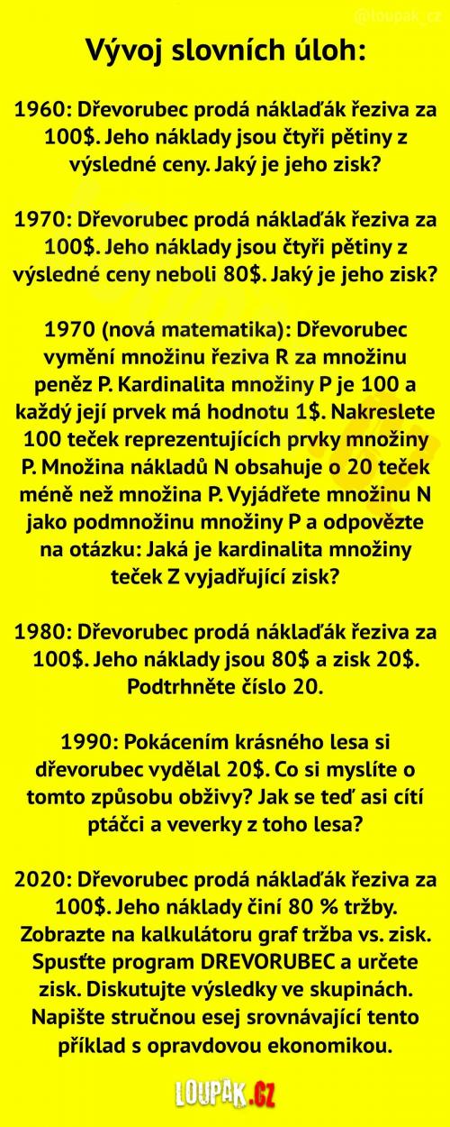 Jak se vyvíjely slovní úlohy?