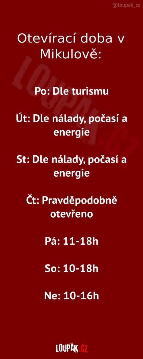 Otevírací doba v Mikulově