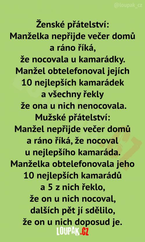 Rozdíl mezi ženským a mužským přátelstvím