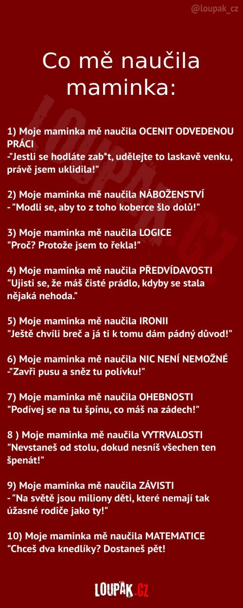  co mě naučila moje máma 
