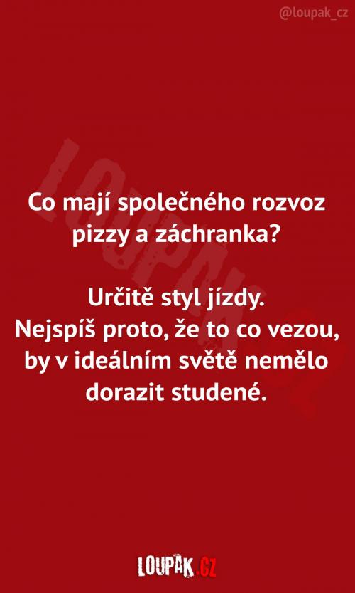 Společný znak pizzy a záchranky 