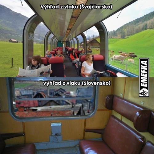  Výhled z vlaku ve Švýcarsku vs. Slovensku 