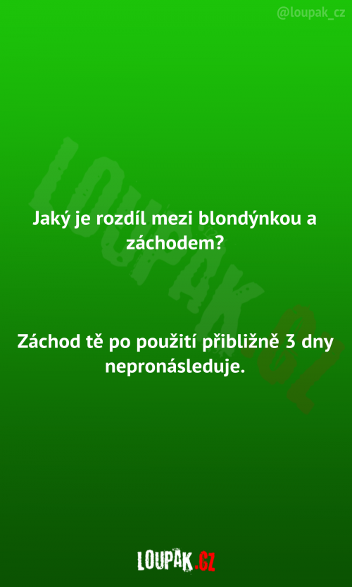 Rozdíl mezi blondýnkou a záchodem