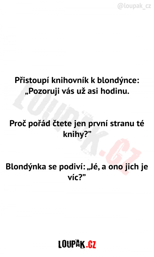  Knihovník přistoupí k blondýnce 