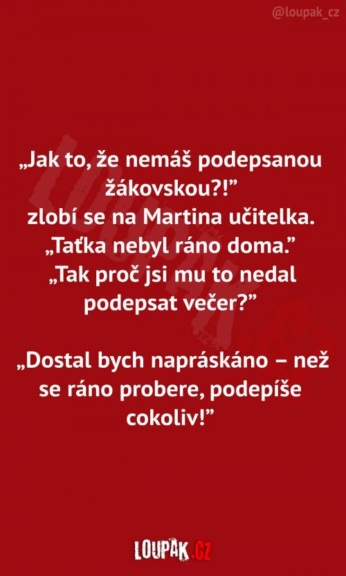 Nepodepsaná žákovská 