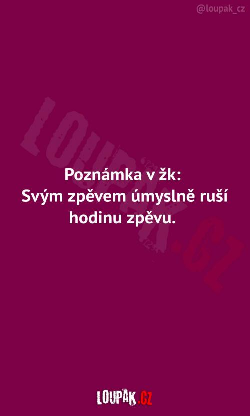  Netradiční poznámka v žákovské 