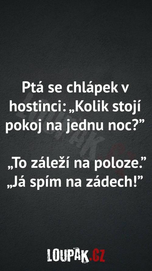 Kolik stojí pokoj na jednu noc