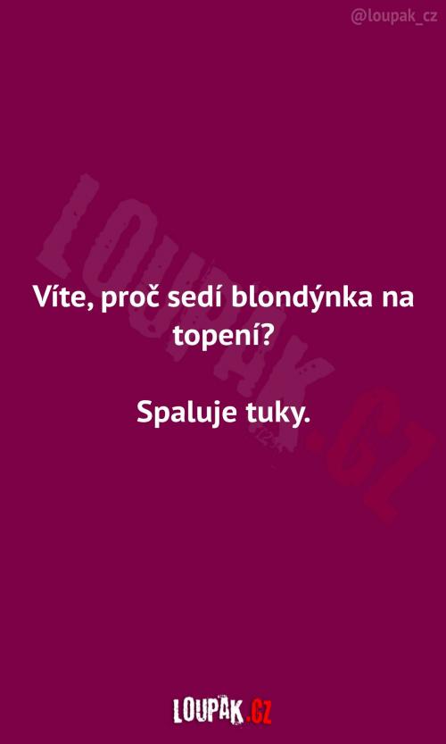 Proč sedí blondýnka na topení