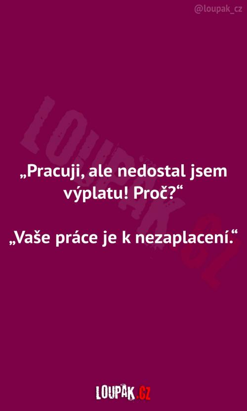  Důvod práce bez výplaty 