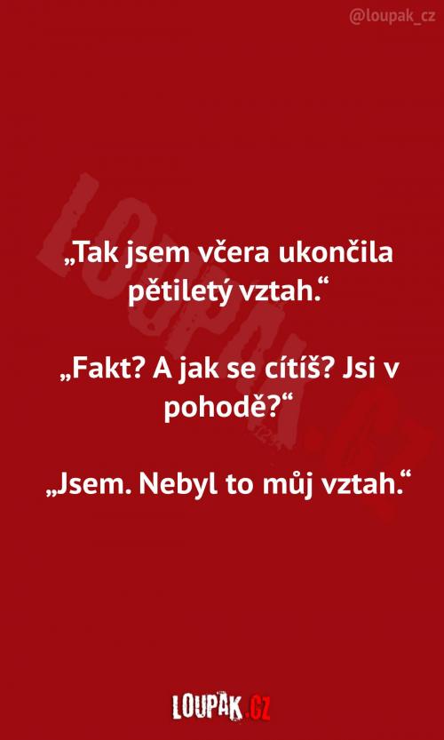 Ukončení pětiletého vztahu 