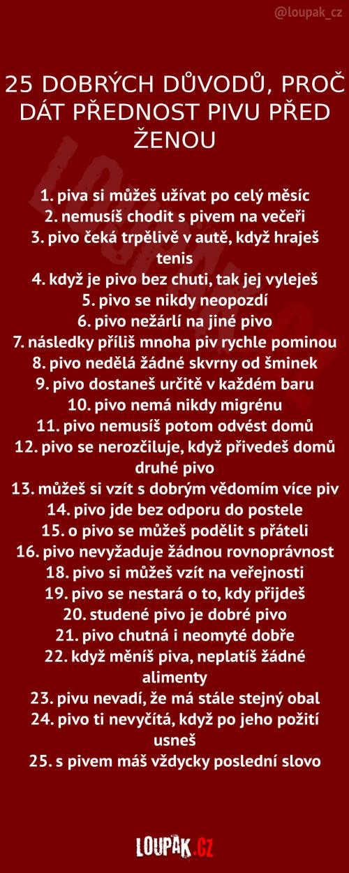  Proč upřednostnit pivo před ženou 