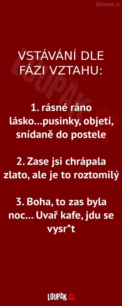  Vstávání dle fází vztahu 