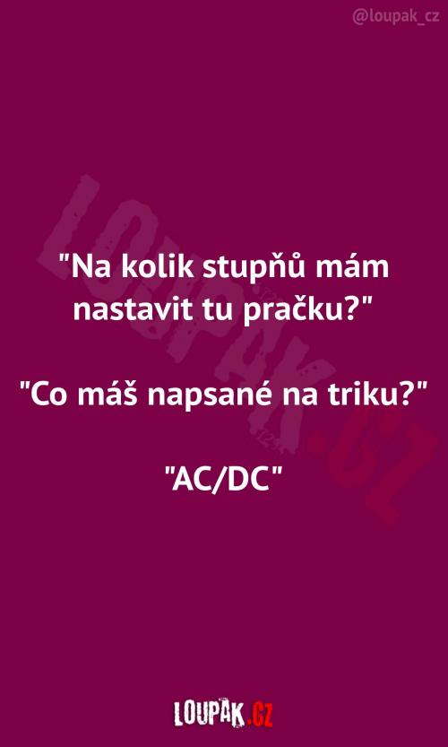 Nastavení pračky podle cedulky